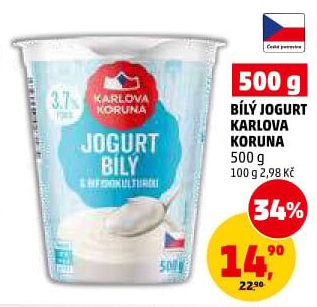 Bílý jogurt Karlova Koruna