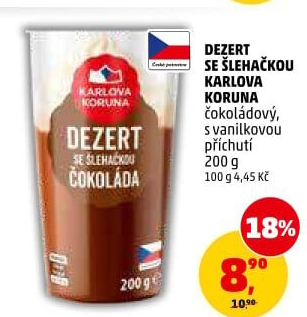 Dezert pudink se šlehačkou Karlova Koruna