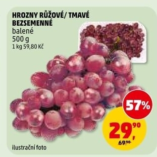 Hrozny růžové bezsemenné
