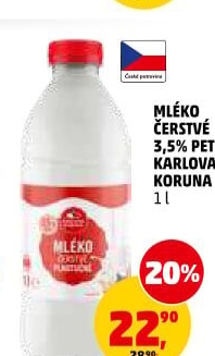 Mléko čerstvé Karlova Koruna - 3,5 plnotučné