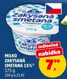 Smetana zakysaná Milko 15%