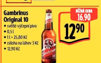Pivo světlé výčepní Originál 10° Gambrinus