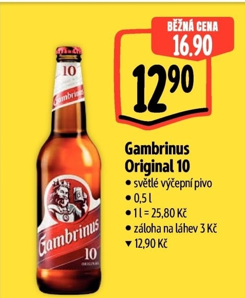 Pivo světlé výčepní Originál 10° Gambrinus