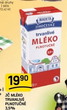 Mléko trvanlivé Jihočeské Madeta - 3,5% plnotučné