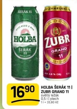 Pivo světlý ležák 11° Grand Pivovar Zubr