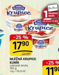 Mléčná krupice Mlékárna Kunín