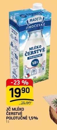 Mléko čerstvé Jihočeské Madeta - 1,5% polotučné