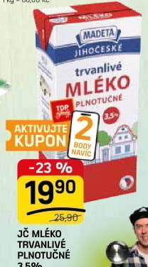 Mléko trvanlivé Jihočeské Madeta - 3,5% plnotučné