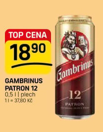 Pivo světlý ležák 12° Patron Gambrinus