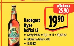 Pivo světlý ležák 12° Ryze hořká Radegast