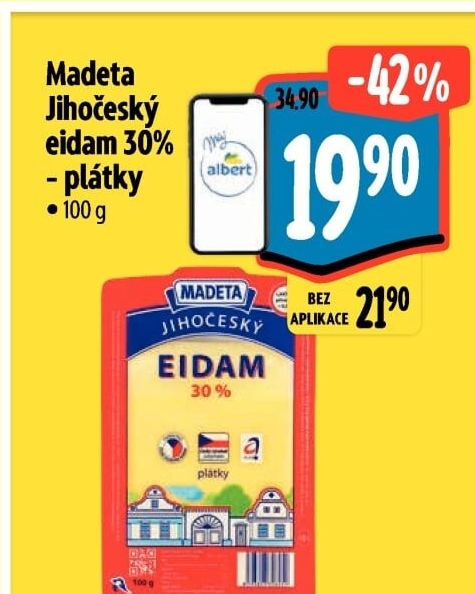 Sýr Eidam Jihočeský 30% Madeta