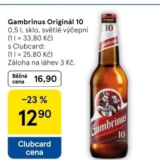 Pivo světlé výčepní Originál 10° Gambrinus