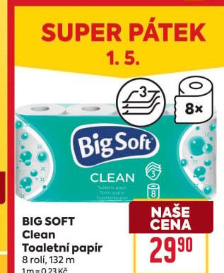 Toaletní papír 3vrstvý Big Soft - BILLA akcniletaky.com