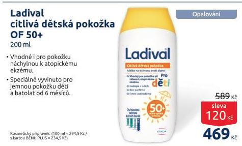 Mléko na opalování pro děti OF 50+ Ladival