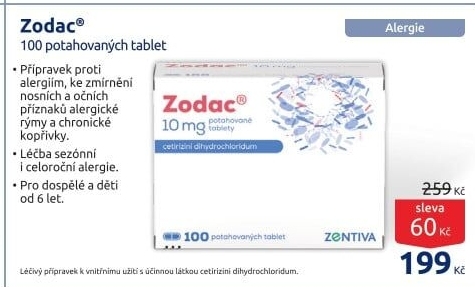 Tablety proti alergii a vyrážce Zodac