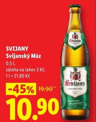 Pivo světlý ležák 11° Svijanský Máz Svijany
