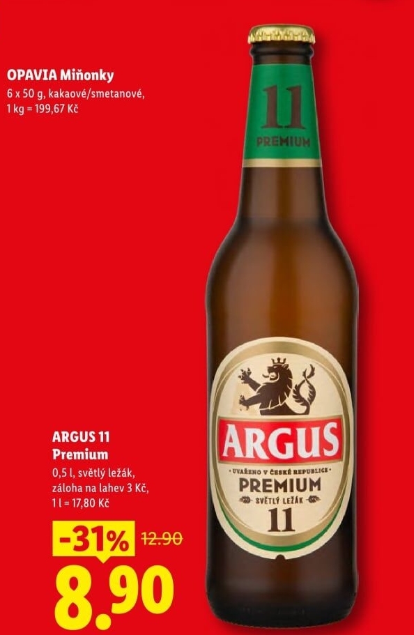 Pivo světlý ležák 11° Premium Argus