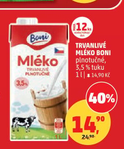 Mléko trvanlivé Boni - 3,5% plnotučné