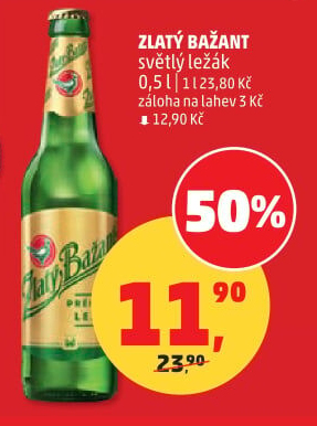 Pivo světlý ležák 12° Zlatý Bažant