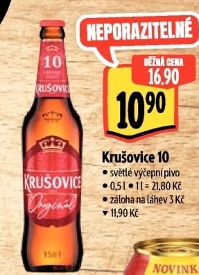 Pivo světlé výčepní Originál Královská 10° Krušovice