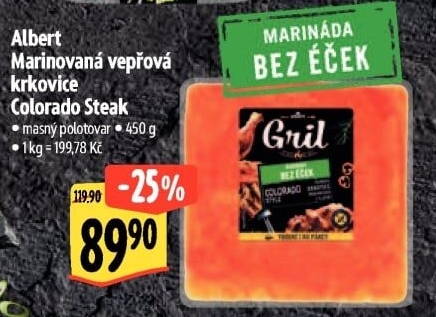 Vepřová krkovice marinovaná steak Colorado Albert Gril