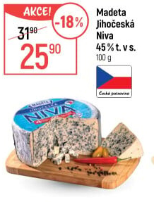 Sýr Niva Jihočeská 45% Madeta