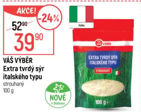 Extra tvrdý sýr italského typu Váš Výběr
