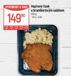 Vepřový řízek s bramborovým salátem Globus