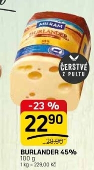 Sýr Burlander 45% Milram
