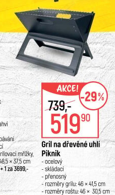 Gril na dřevěné uhlí Piknik