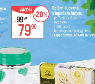 Solární lucerna s lapačem hmyzu