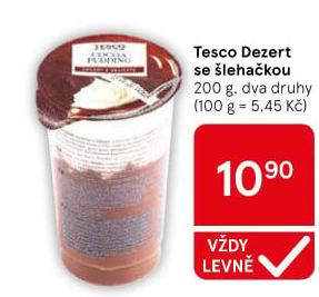 Dezert pudink se šlehačkou Tesco