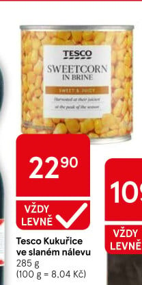 Kukuřice sterilovaná Tesco
