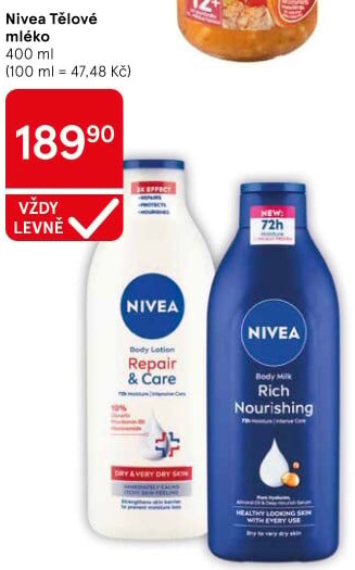 Tělová mléka Nivea