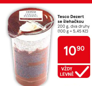 Dezert pudink se šlehačkou Tesco