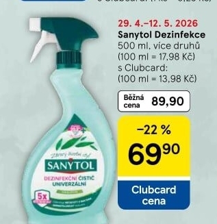 Dezinfekční čističe ve spreji Sanytol