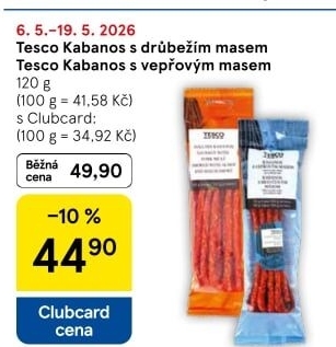 Kabanos s drůbežím masem Tesco