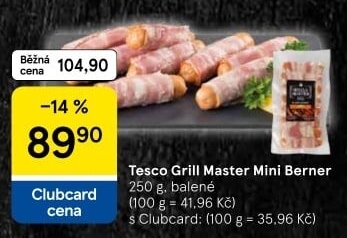 Miniberner se slaninou Grill Master Tesco
