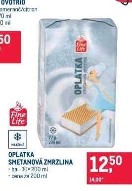 Smetanová zmrzlina oplatka Fine Life