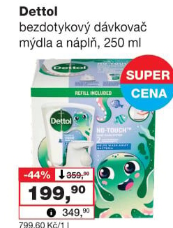 Dávkovač mýdla bezdotykový + náplň Dettol