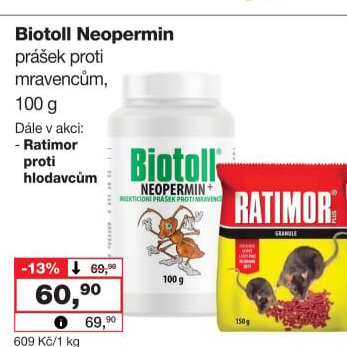 Přípravek proti mravencům prášek Neopermin Biotoll