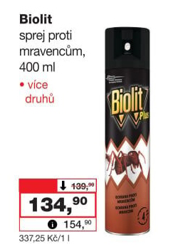 Přípravek proti mravencům sprej Plus Biolit