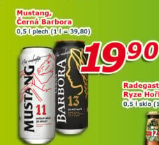 Pivo světlý ležák Mustang 11° Ostravar