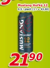 Pivo světlý ležák Mustang Hořký 12° Ostravar