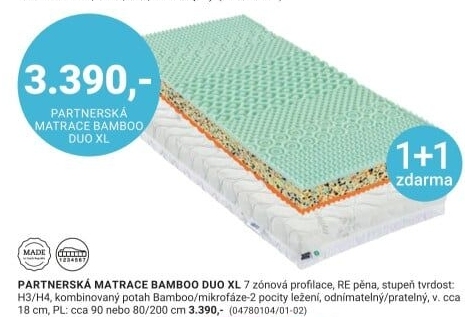 PARTNERSKÁ MATRACE BAMBOO DUO XL