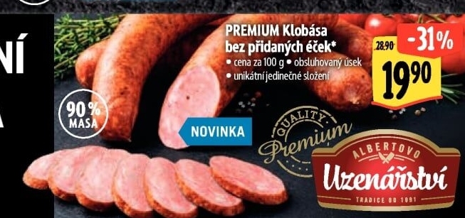 Klobása bez éček Premium Albert