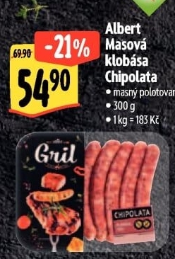 Klobása masová Chipolata Gril Albert