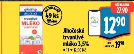 Mléko trvanlivé Mlékárna Kunín - 3,5% plnotučné