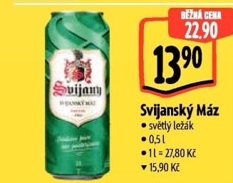 Pivo světlý ležák 11° Svijanský Máz Svijany