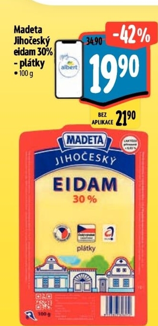 Sýr Eidam Jihočeský 30% Madeta
